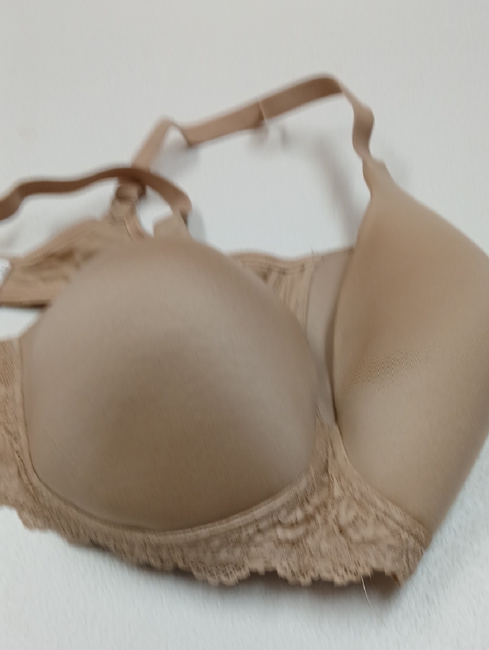 Maidenform Smooth Molded Lace Trim Bra - Beige